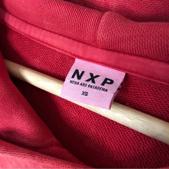 Nena x Pasadena 100% cotton unisex red acid wash hoodie with flames / M-XS, W-M - Picture 6 of 6